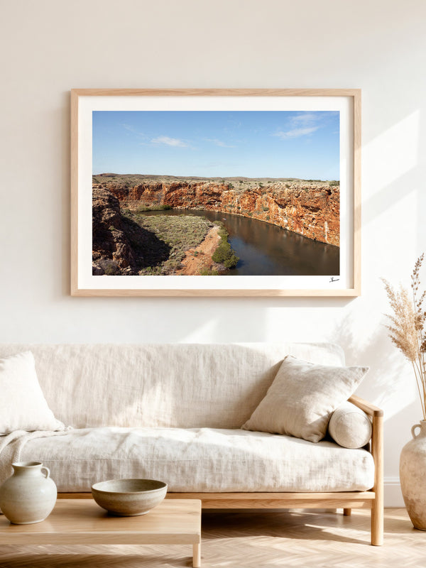 Yardie Creek — framed wall art print styled in a room · Australia Unseen