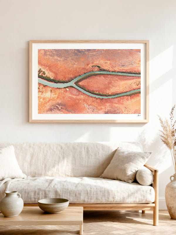 Wishbone — framed wall art print styled in a room · Australia Unseen