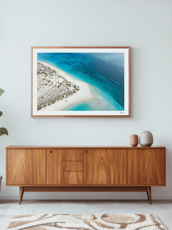 Turquoise Bay — framed wall art print styled in a room · Australia Unseen