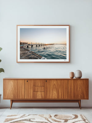 Narrabeen Rock Pool — framed wall art print styled in a room · Australia Unseen