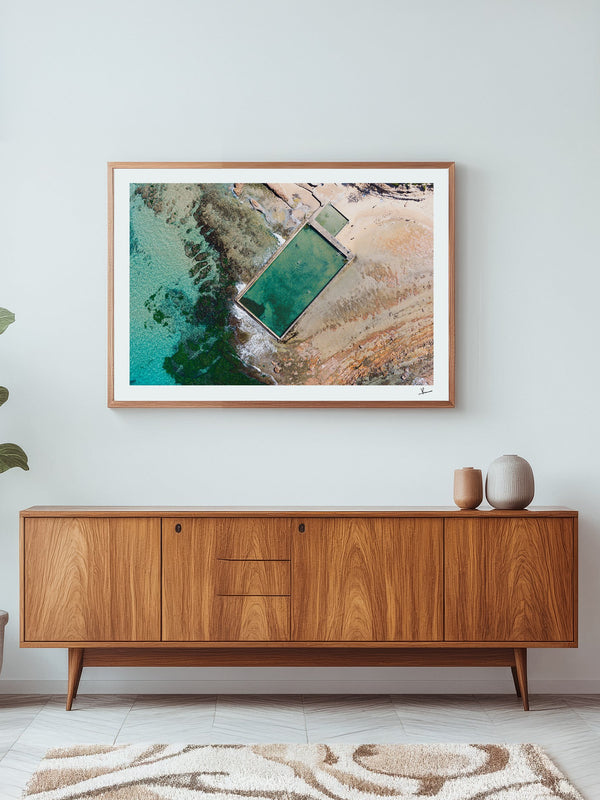 Bulli Rock Pool — framed wall art print styled in a room · Australia Unseen