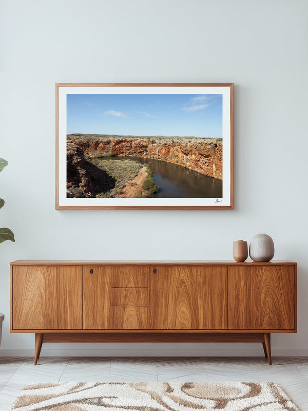 Yardie Creek — framed wall art print styled in a room · Australia Unseen