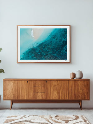 Reef Line — framed wall art print styled in a room · Australia Unseen