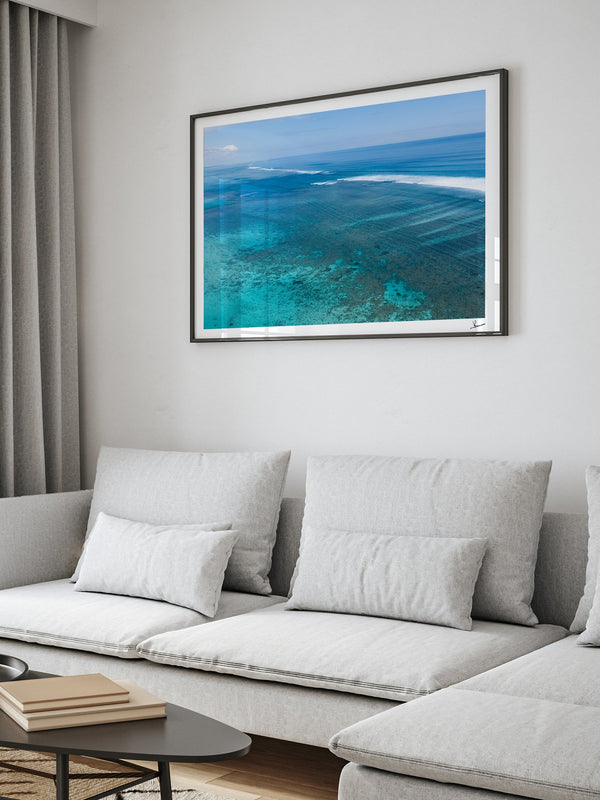 Ningaloo Reef — framed wall art print styled in a room · Australia Unseen