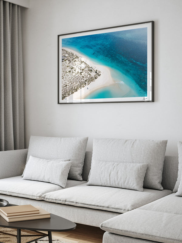Turquoise Bay — framed wall art print styled in a room · Australia Unseen