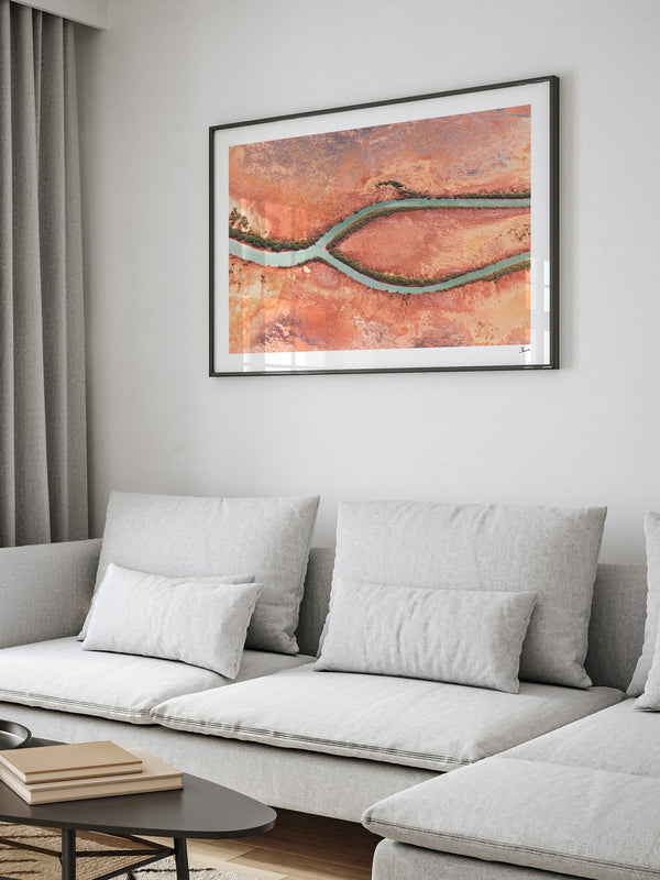 Wishbone — framed wall art print styled in a room · Australia Unseen