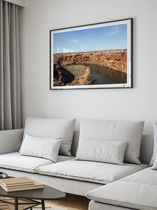 Yardie Creek — framed wall art print styled in a room · Australia Unseen