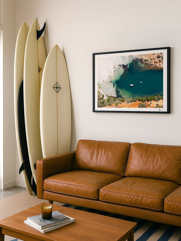 Yardie Creek — framed wall art print styled in a room · Australia Unseen