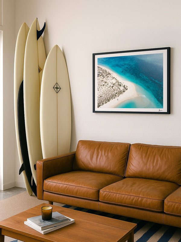 Turquoise Bay — framed wall art print styled in a room · Australia Unseen