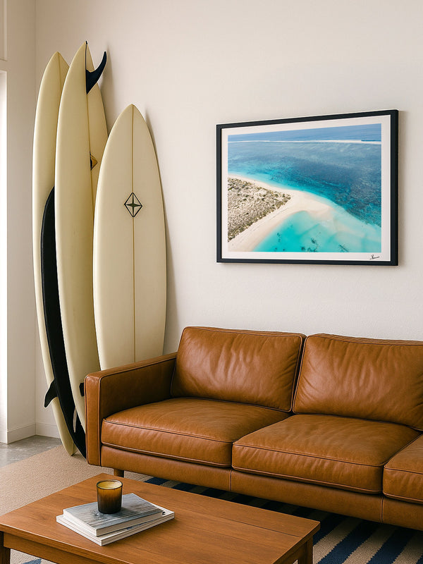 Turquoise Bay — framed wall art print styled in a room · Australia Unseen