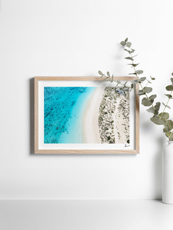 Turquoise Bay — framed wall art print styled in a room · Australia Unseen