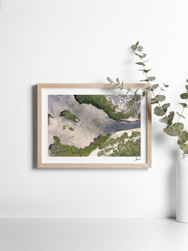 Mangrove Bay — framed wall art print styled in a room · Australia Unseen