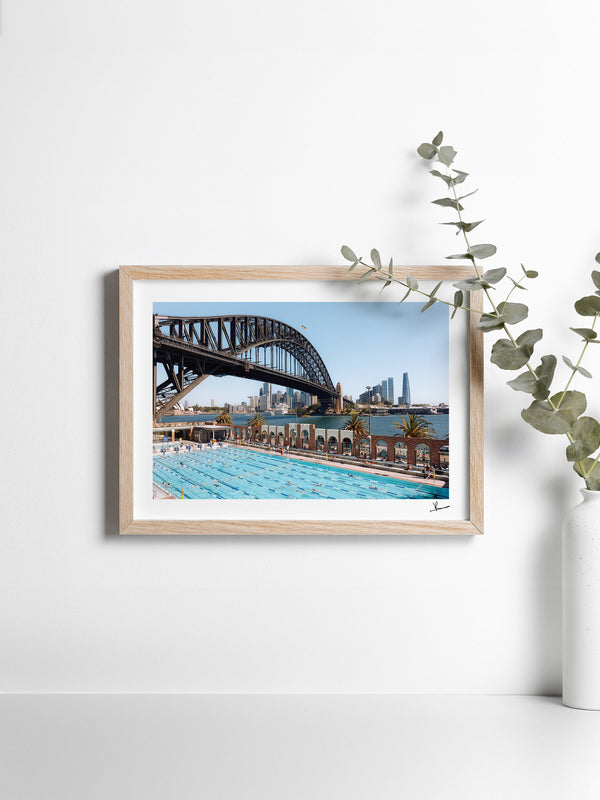 North Sydney Olympic Pool — framed wall art print styled in a room · Australia Unseen