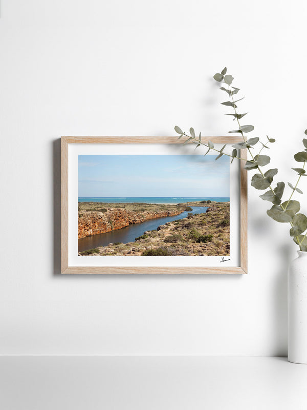 Yardie Creek — framed wall art print styled in a room · Australia Unseen