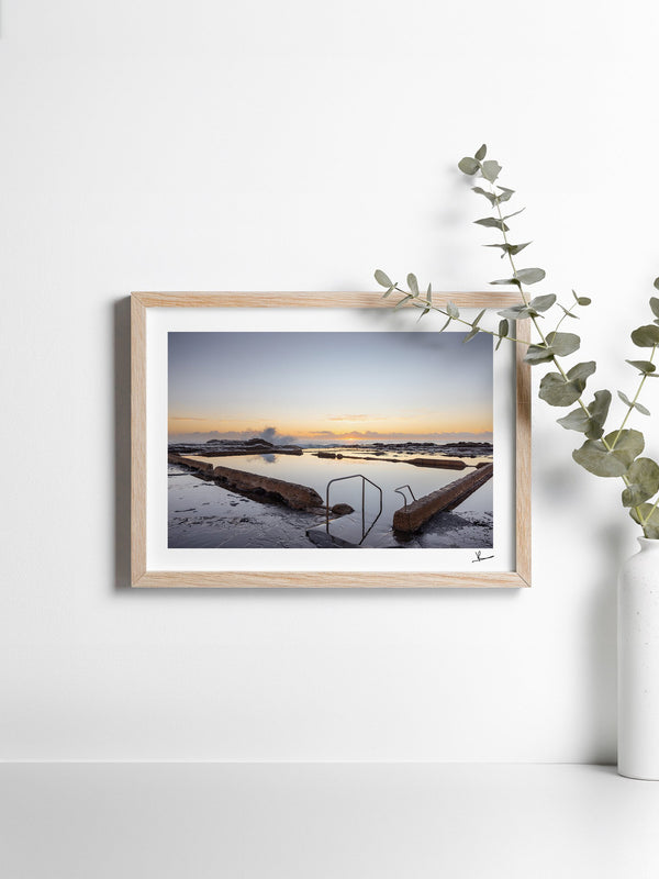Werri Beach Pool — framed wall art print styled in a room · Australia Unseen