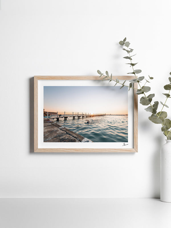 Narrabeen Rock Pool — framed wall art print styled in a room · Australia Unseen