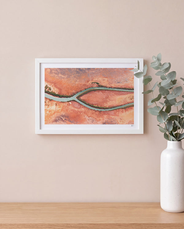 Wishbone — framed wall art print styled in a room · Australia Unseen