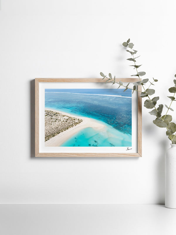 Turquoise Bay — framed wall art print styled in a room · Australia Unseen