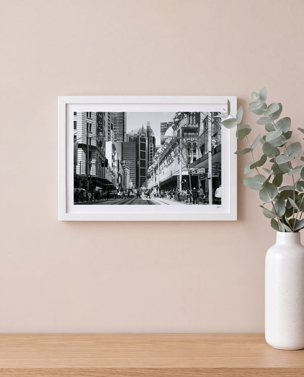 Georges street — framed wall art print styled in a room · Australia Unseen