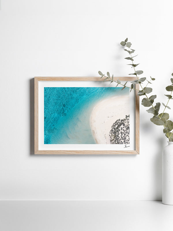 Sand Curve — framed wall art print styled in a room · Australia Unseen