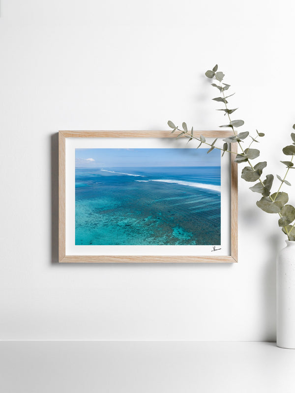 Ningaloo Reef — framed wall art print styled in a room · Australia Unseen