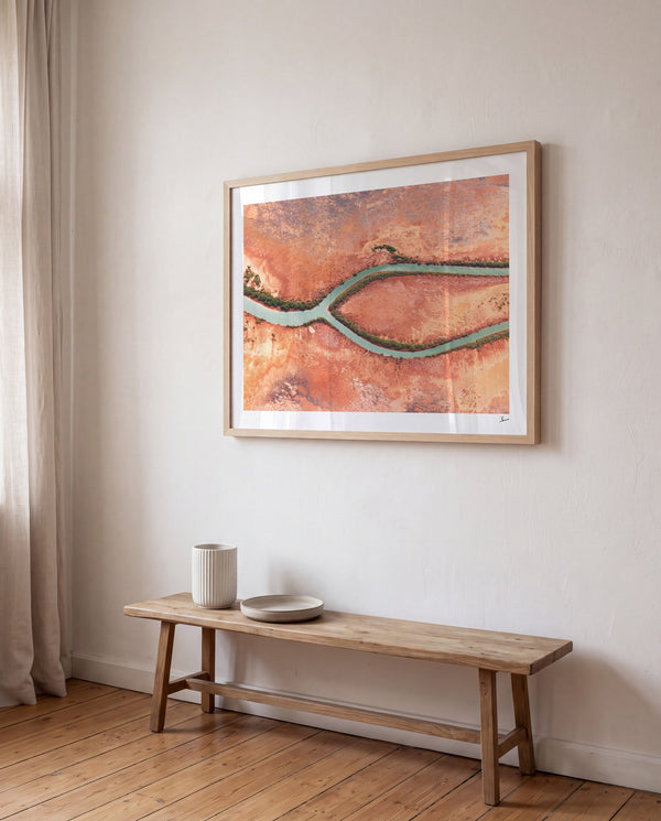 Wishbone — framed wall art print styled in a room · Australia Unseen