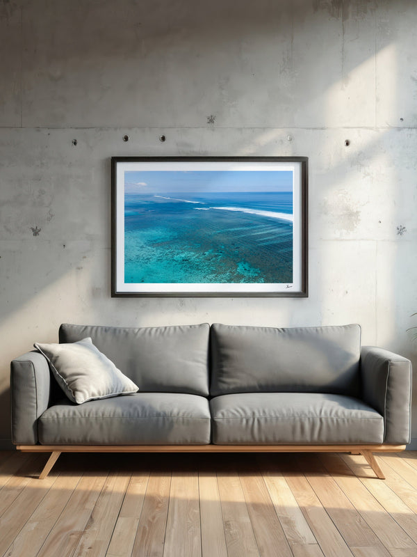 Ningaloo Reef — framed wall art print styled in a room · Australia Unseen