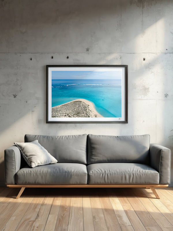 Sandy Bay — framed wall art print styled in a room · Australia Unseen
