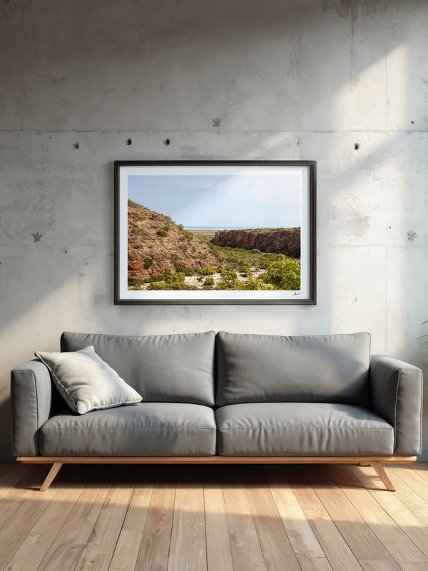Mandu Mandu Gorge — framed wall art print styled in a room · Australia Unseen