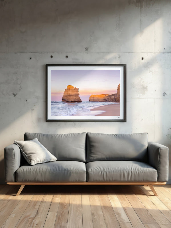 Gibson Steps 03 - Great Ocean Road — framed wall art print styled in a room · Australia Unseen