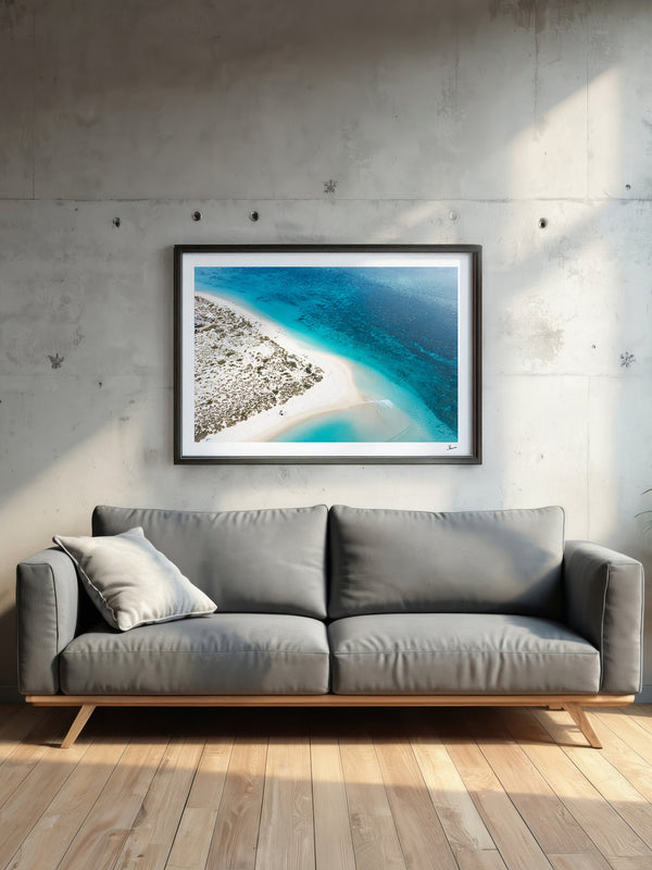 Turquoise Bay — framed wall art print styled in a room · Australia Unseen