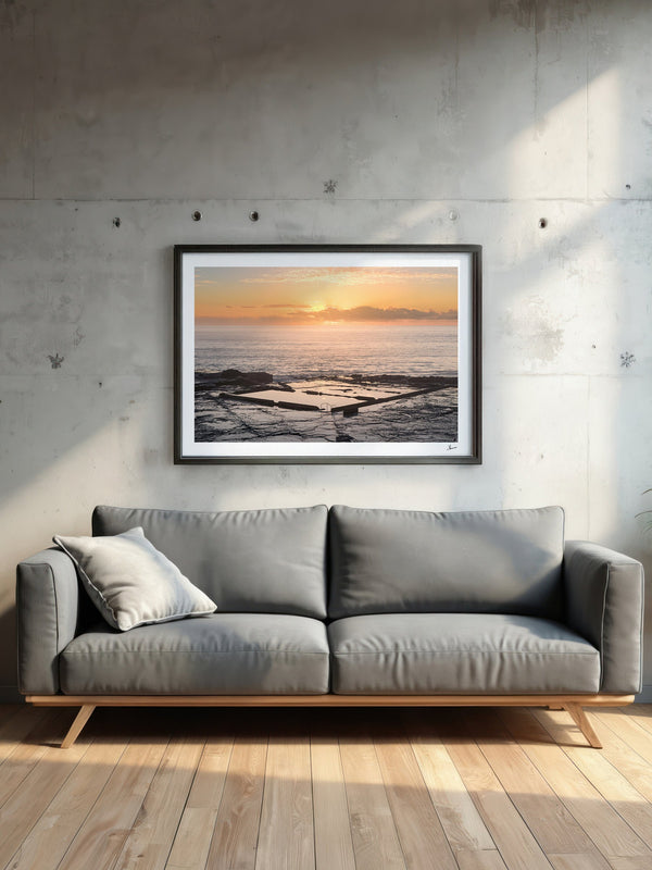 Werri Beach Pool — framed wall art print styled in a room · Australia Unseen
