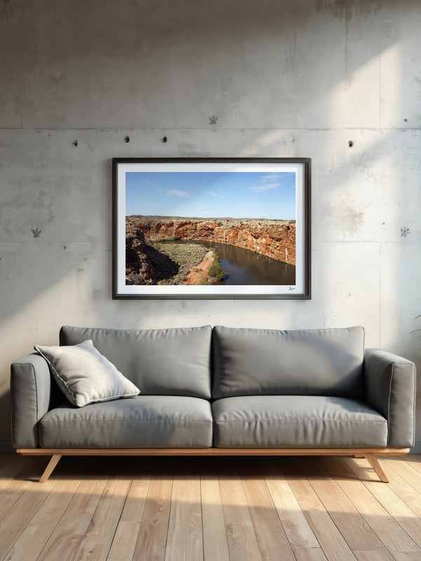 Yardie Creek — framed wall art print styled in a room · Australia Unseen