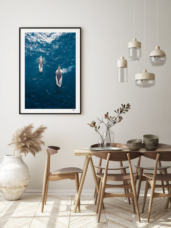 Whales 01 - Sydney — framed wall art print styled in a room · Australia Unseen