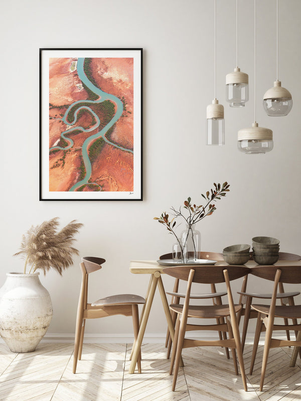Desert Arteries — framed wall art print styled in a room · Australia Unseen
