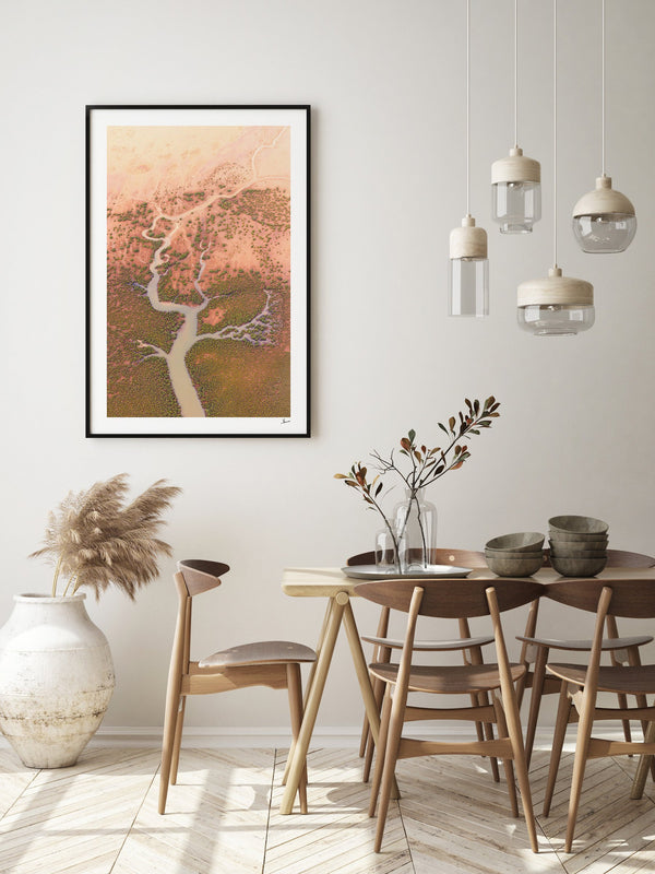 Mangrove Roots — framed wall art print styled in a room · Australia Unseen
