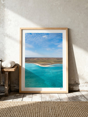 Sandy Bay — framed wall art print styled in a room · Australia Unseen