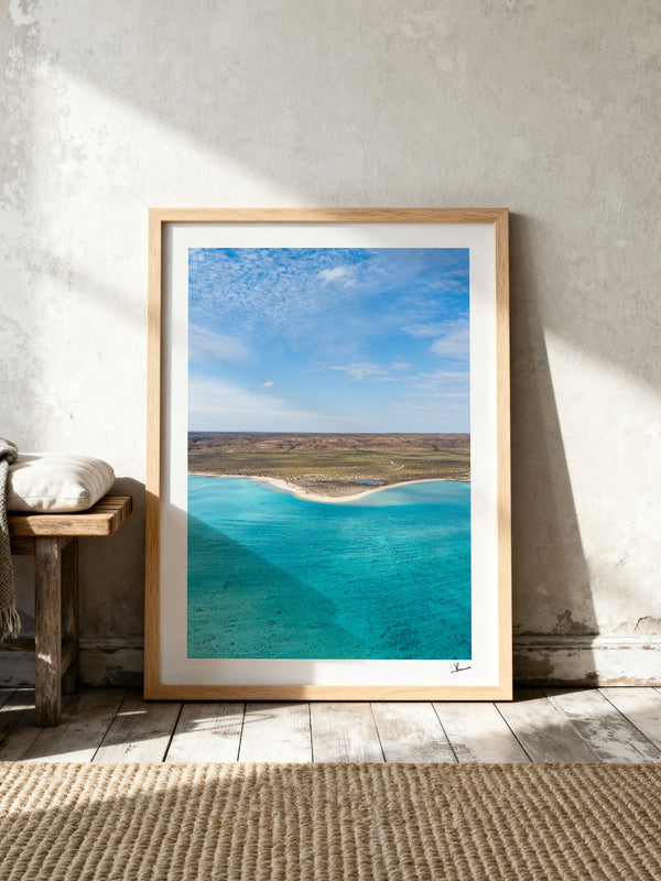 Sandy Bay — framed wall art print styled in a room · Australia Unseen