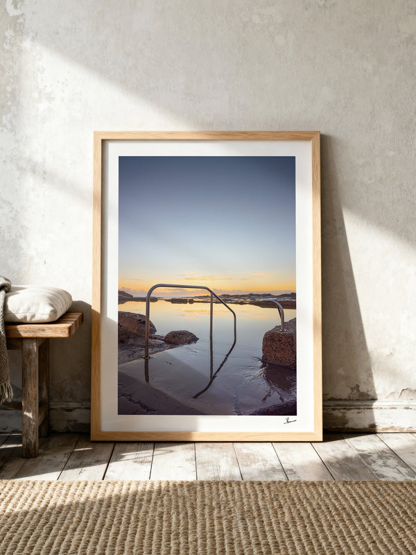 Werri Beach Pool — framed wall art print styled in a room · Australia Unseen