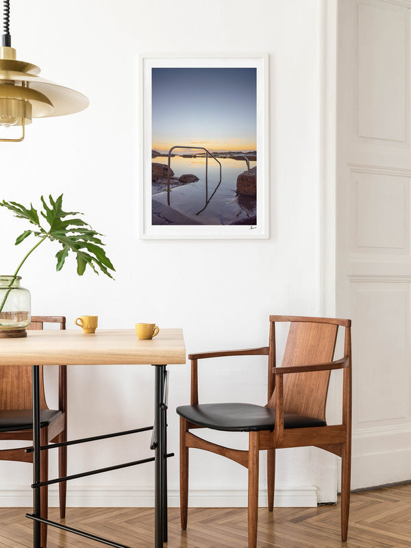 Werri Beach Pool — framed wall art print styled in a room · Australia Unseen