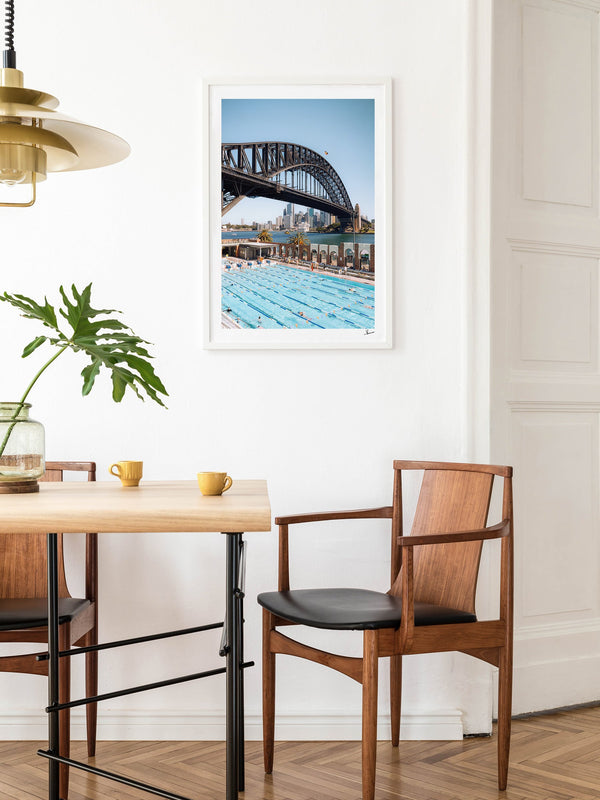 North Sydney Olympic Pool — framed wall art print styled in a room · Australia Unseen