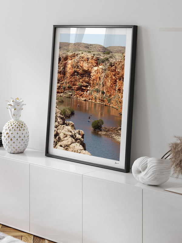 Yardie Creek — framed wall art print styled in a room · Australia Unseen