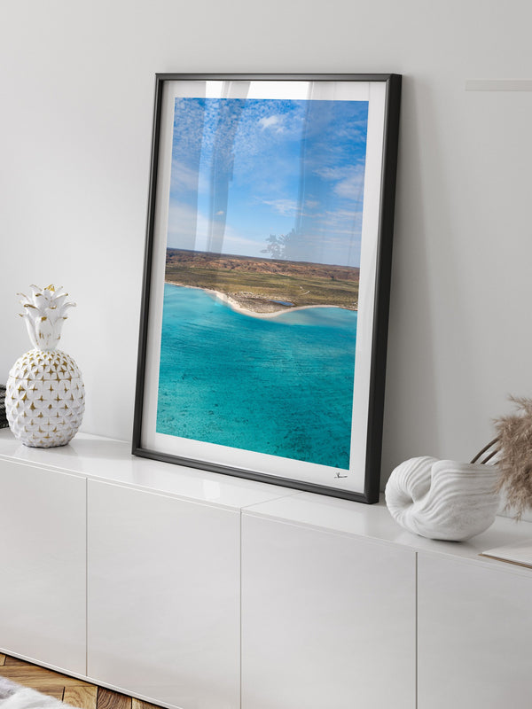 Sandy Bay — framed wall art print styled in a room · Australia Unseen