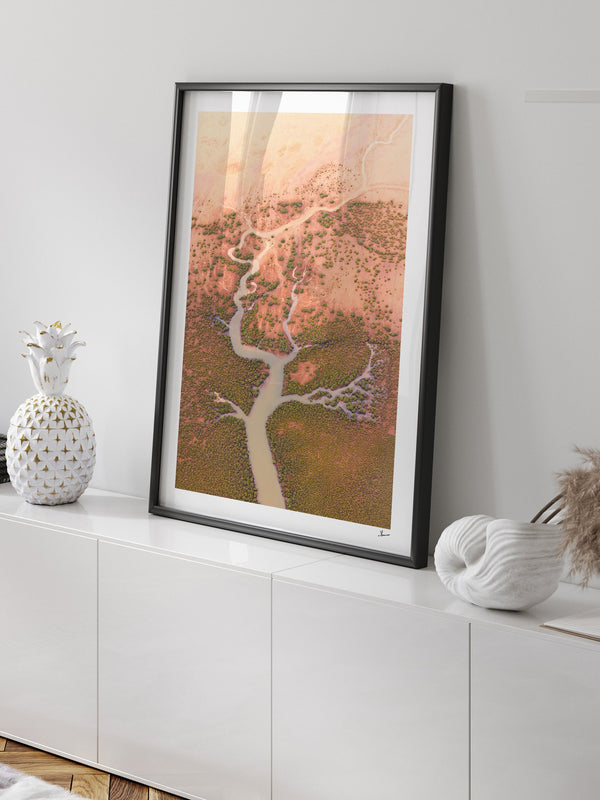 Mangrove Roots — framed wall art print styled in a room · Australia Unseen
