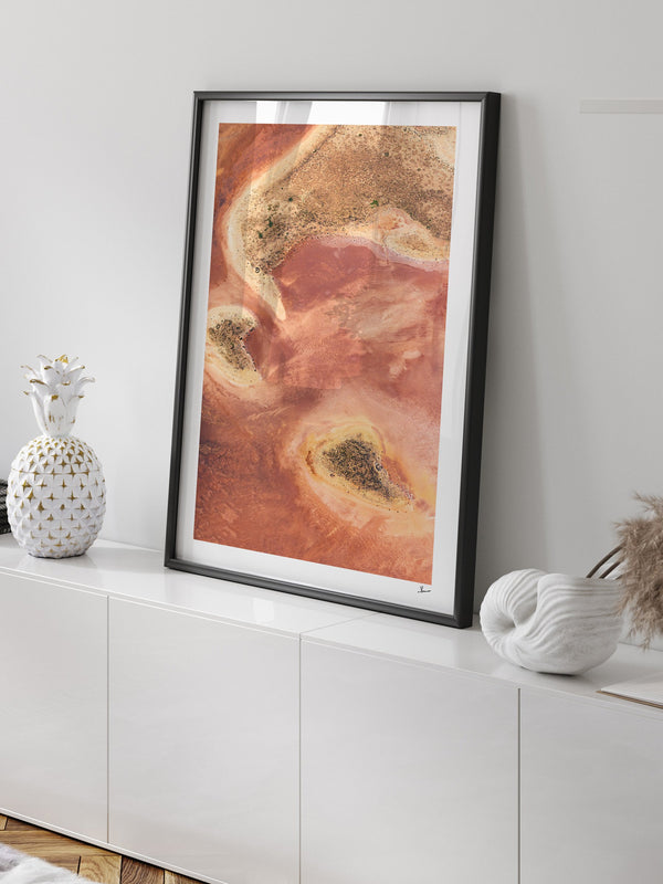 Salt Islands — framed wall art print styled in a room · Australia Unseen