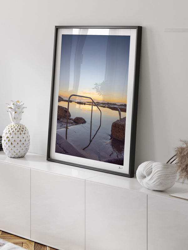Werri Beach Pool — framed wall art print styled in a room · Australia Unseen