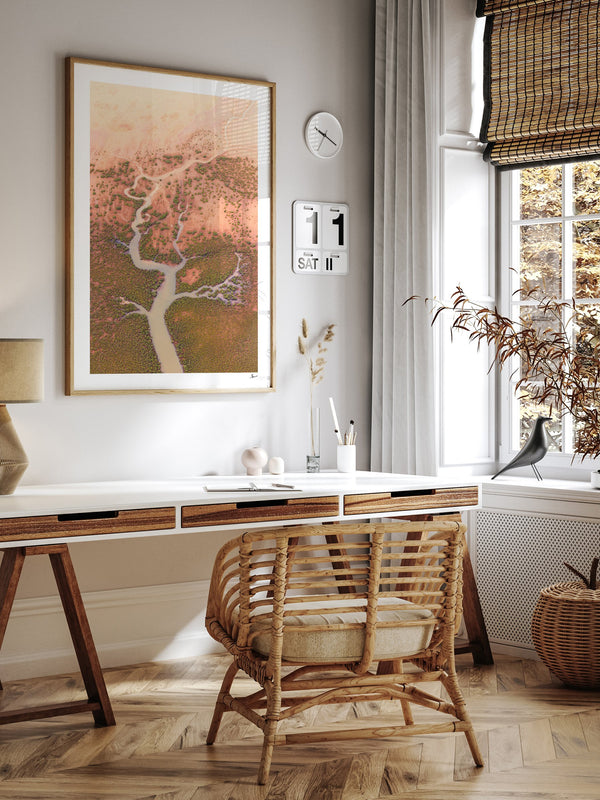 Mangrove Roots — framed wall art print styled in a room · Australia Unseen