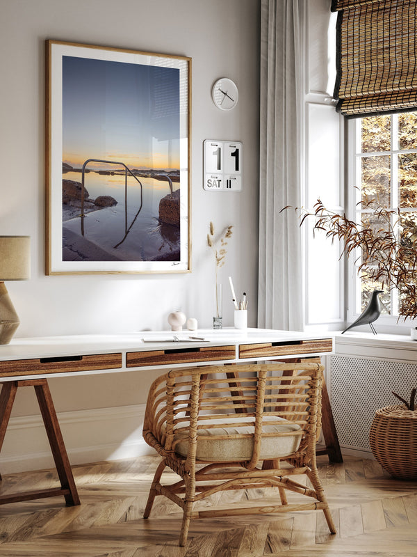 Werri Beach Pool — framed wall art print styled in a room · Australia Unseen