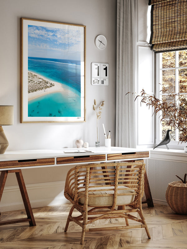 Turquoise Bay — framed wall art print styled in a room · Australia Unseen