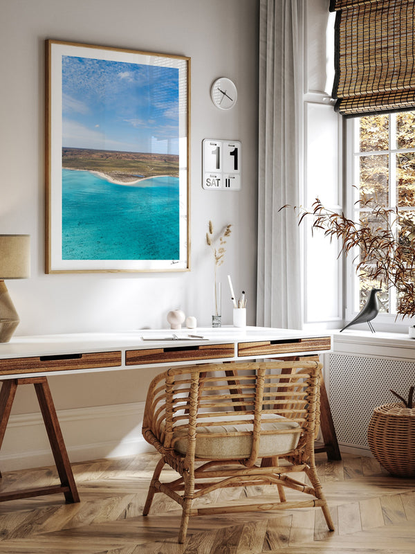 Sandy Bay — framed wall art print styled in a room · Australia Unseen
